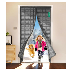 AEOCOO Thermal Door Curtain, Fit Size up to 38 x 82 Inches, Magnetic Insulated Door Curtains for Doorway/Front/Back/Basement, Oxford Cover with Thick Cotton to Keep Warm Winter, Grey, Rectangle