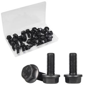 Yinpecly M8-1.25 X 20mm Flanged Hex Head Bolts Flange Hexagon Screws, External Flange Hex Drive Screws,Class 10.9 Black Finish,Alloy Steel, Fully Threaded, 25 PCS