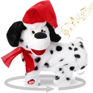 Singing Twerking Dog with Music Animated Christmas Toys Plush Interactive Singing Dog Toy Figures with 8 Songs and Lights Repeat What You Say, Xmas Gift
