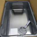 Stainless Steel Cat Litter Box with Lid – XL High-Sided Metal Litter Pan for Big Cats & Maine Coons – Enclosed, Anti-Urine Leak, Non-Stick, Odor & Rust Resistant, Easy Clean with Scoop & Mat, Gray