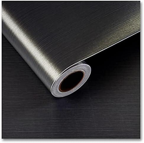 CRE8TIVE Bronze Black Stainless Steel Contact Paper Self Adhesive 24"x118" Wide Brushed Metallic Wallpaper Stick and Peel Rust Resistant Vinyl Roll for Kitchen Refrigerator Dishwasher Stove Appliances