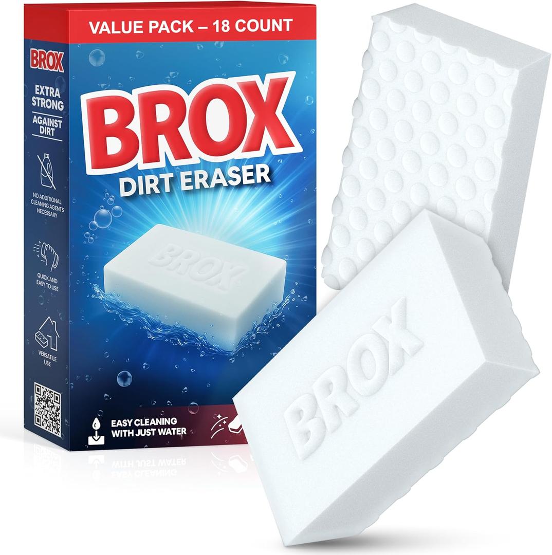 Magic Eraser Sponge - 18 Count Melamine Sponge - Long Lasting Multi Surface Cleaner - Bathroom, Shower, Wall Cleaner - Foam Cleaning Pads - Extra Durable Eraser Sponges