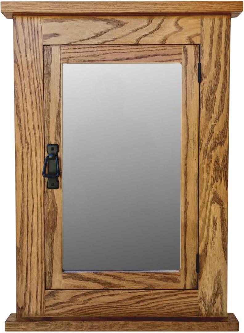 Solid Oak Mission Recessed Medicine Cabinet/Solid Wood & Handmade, Light Finish 