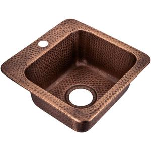 Monarch Abode Kitchen & Bar Sink 15-inch Baxter Drop in Small Bar Sink, Hand Hammered Pure Copper Sinks with Faucet Hole for Wet Kitchens, Decorative Kitchen Sinks, Single Drop in RV Sinks