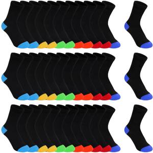18 Pairs Boys Socks Kids Crew Dress Socks School Uniform for Children (1-14 Years)