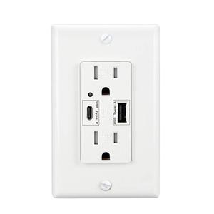 LEOD Type A & Type C USB Wall Charging Outlet, 4.2A High Speed Dual USB Socket, 15A Tamper Resistant Receptacle with 2 Wall Plates UL Listed (1Pack)