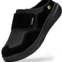 FitVille Diabetic Shoes for Men Wide Width Mens Diabetic Slippers Extra Wide Slip On Slippers for Swollen Feet Slip on shoes with Arch Support (Jet Black)