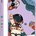 for Samsung Galaxy A14 Case - Astronaut Pattern, Shockproof & Anti-Fall Protective - Grass Purple
