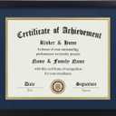 ELSKER&HOME 8.5x11 Certificate Frame with Blue Mat- Classic Black Color Frame - Displays Diploma 8.5x11 Inch with Mat - 11x14 Inch Without Mat - For Document/Photo(Double Mat Blue with Gold Rim)