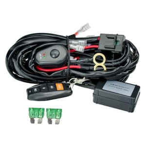 LED Lights Bar Wire Harness Kit with Remote Control 2Leads DC12V 40A Fuse Relay 14AWG 3.5M/11.5FT Wiring Harness Kit fit for LED Work Lights Driving Fog Lights bar Max Support 300W