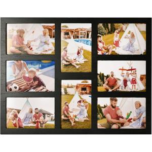 MONT PLEASANT 4x6 Collage Picture Frame Family Photos Display  8 Openings Collage Wall Decor, Tabletop Stand Black Picture Frames Set for Home Living Room Family Gifts