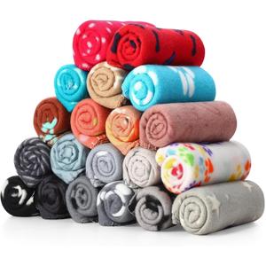 Eccliy 20 Pcs Puppy Blanket Pet Soft Fleece Dog Blankets Warm Felt Throw Sleep Mat Bed Covers for Doggie Puppy Pet Dogs Cat, 20 Styles(23.6 x 27.6 Inch,Mix)