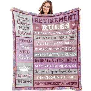 Retirement Gift for Woman, Retirement Gifts for Women 2025, Best Retired Gift Ideas, Presents for Retirement Coworkers, Teacher, Nurses, Happy Retirement Party Decorations Blanket 50"X60"