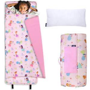Wildkin Kids Original Nap Mat  Cozy Kids Sleep Mat with Pillow, ideal for School & Travel (Fairy Garden)