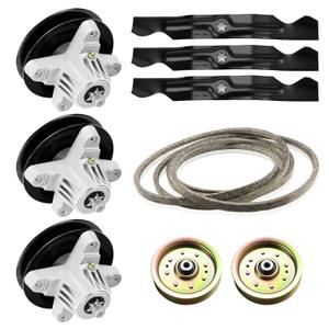 Deck Rebuild Kit for Cub Cadet MTD LTX1050KH SLTX1050 50" Models, 3 Spindle Assembly 618-05016 918-05016 618-04825, 3 Blades 490-110-C123 742-04053, 162" Belt 754-04240, 2 Idler Pulley 753-08171