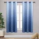 DWCN Blue Ombre Curtains for Bedroom - Damask Patterned Thermal Insulated Blackout Room Darkening Grommet Curtains for Living Room, Set of 2 Window Curtain Panels, 46 x 72 Inches Long, Navy Blue (46"W x 72"L (Pack of 2))