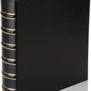 Vintage Hardback 3 Ring Binder 1.5 Inch, Professional Leather Binder 3 Ring, Three Ring Binders Fits 8.5 x 11, D Ring Binders for Photo Album, Home, School and Office Supplies- Black