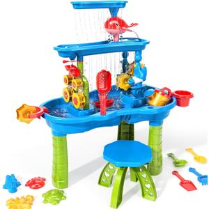 TEMI Toddler Water Table | Kids Sand and Water Table | 3-Tier Outdoor Water Play Table Toys for Toddlers Kids 