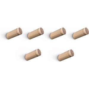 Wood Wall Hook, 6 Pack Natural Thick & Sturdy Wooden Coat Hooks Wall Mounted, for Hanging Towels Coats Plants, Entryway Hat Hanger (Ash Wood)