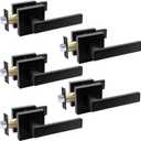 Karlstone 5 Pack Matte Black Door Handle Heavy Duty Lever Privacy Door Lock Set for Interior Door, Bedroom Door Handle