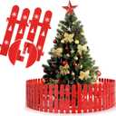 Christmas Tree Fence Barrier for Pets & Kids - 36Pcs Foldable Picket Fence Gate Around Xmas Tree, Decorative Baby & Dog Cat Proof Indoor Christmas Tree Protector Decoration - Red