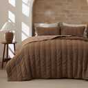 Bedsure Luxury Velvet Quilt King Size Set - Lightweight Velvet Comforter King, Corduroy Cloud Bedspread Coverlet Quilted Bedding Set, Soft Winter Quilt with 2 Pillow Shams, 106"x96", Brown