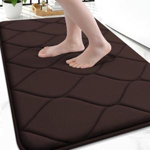 Smiry Memory Foam Bath Mat 30''x20'', Ultra Soft Non-Slip Bathroom Rug, Plush Water Absorbent Quick Dry and Machine Washable Floor Mat for Shower, Tub & Home Decor, Brown