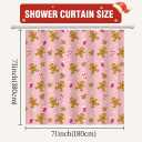 GPGHE Pink Christmas Gingerbread Decorations Shower Curtain Holiday Bathroom Gingerbread Man Curtain with 12 Hooks 71x71 Inch