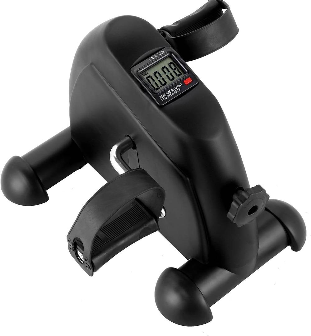 Portable Mini Cycle Bike Foot Pedal Exercise Machine Arm and Leg Recovery Peddler Exerciser Under Desk (Black)