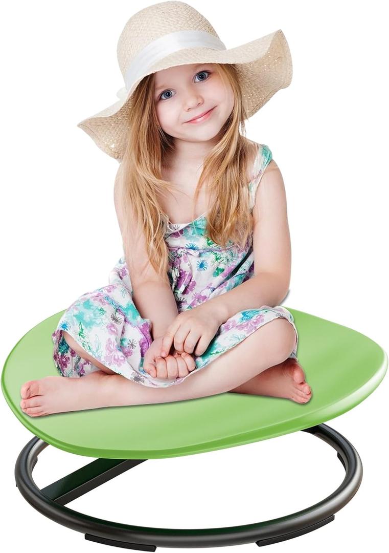 Spinning Chair for Autistic Kids, Autism Sensory Spinning Chair, Sensory Toys for ADHD Children, Sit and Spin Training Body Coordination and Balance, Upgraded Light Green Rounded Shape