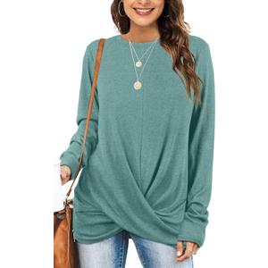 Jescakoo Tunic Tops For Leggings For Women Twist Front Long Sleeve Crew Neck Shirts (XXL) Jescakoo Tunic Tops For Leggings For Women Twist Front Long Sleeve Crew Neck Shirts (XXL)