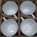 Ceramic Coffee Mugs Set of 4, 14oz White Coffee Cups with Embossed Grid Texture, Modern Minimalist Coffee Mug for Latte Cappuccino Tea Cocoa, Dishwasher & Microwave Safe, Ideal Housewarming Gift