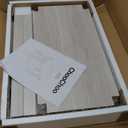 ChooChoo Farmhouse End Table for Small Spaces, Narrow Side End Table with Storage Shelf, Rustic A-Design Nightstand Sofa Table for Living Room, Bedroom (White & Brown)