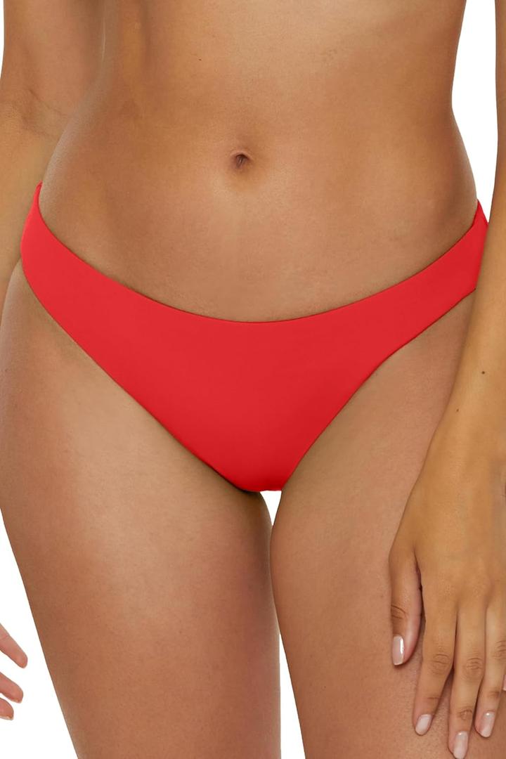 BECCA Hipster Bikini Bottom, Cheeky Coverage, Swimwear Separates for Women (Small, Color Code (Fire))