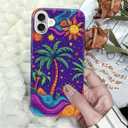 Yesad Case for iPhone 16 Plus, Hybrid 2-Layer Case, Shockproof Military-Grade Protection Durable Anti-Scratch Phone Case for Woman Man Boy Girl, Palm Trees Stars Sun