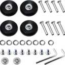 4 Pcs Luggage Replacement Wheels, Double Luggage Suitcase Replacement Wheels Rubber Swivel Caster Wheel Bearings Repair Kits