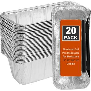 Grease Cup Liners for Blackstone Griddle 5017 - Blackstone Griddle Accessories Disposable Grill Grease Tray, Aluminum Foil Drip Pan Grease Catcher Cup Liner for 17, 22, 28, 36 Inch (20 Pack)