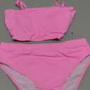 Yonique Bandeau Bikini Strapless Swimsuit - Two Piece High Waisted Bathing Suits (Small, Pink)