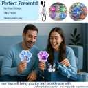 2PCS 4 " Large Cat Paw Taba Squishy Toy,Cat Paw Fidget Toy for Stress Relief, Fluffy Cat paw Sensory Fidget Toy, Handmade Taba Soft Big Cat Paw Silicone Squeeze Toy(Blue+Purple)