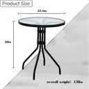 DIMAR GARDEN 24" Outdoor Side Table Patio Metal Round Bistro Coffee Table with Glass Top,Black