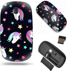 Unique Pattern Optical Mice Mobile Wireless Mouse 2.4G Portable for Notebook, PC, Laptop, Computer - Colorful Kids Pattern with Unicorn Heads