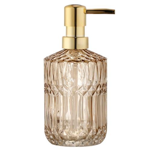 YunNasi Soap Dispenser with Pump, Refillable Liquid Hand Soap Dish Soap Dispensers for Bathroom Counter, Kitchen Sink (Amber)