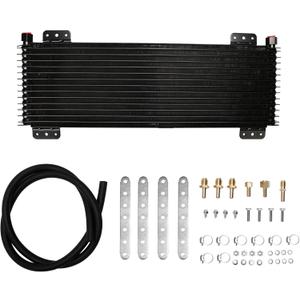 Transmission Oil Cooler Kit 40K GVW Max Low Pressure Drop Replace# LPD47391 47391 with Mounting Hardware - Black