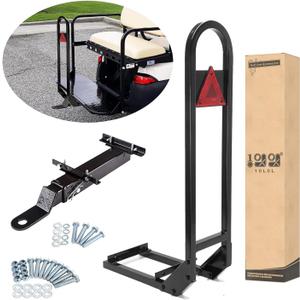 10L0L Universal Golf Cart Rear Seat Safety Grab Bar and Trailer Hook Hitch with Receiver for Yamaha EZGO Club Car, Heavy Duty Material Hand Rail Add Safety to Your Rear Passengers - Black
