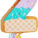 BLUE PANDA Pull String Pinata Number 2-16.5 x 11.5 x 3 In, Multicolor - Ice Cream 2nd Birthday Pinata for Two Sweet Birthday Decorations & Toddler Party Decoration