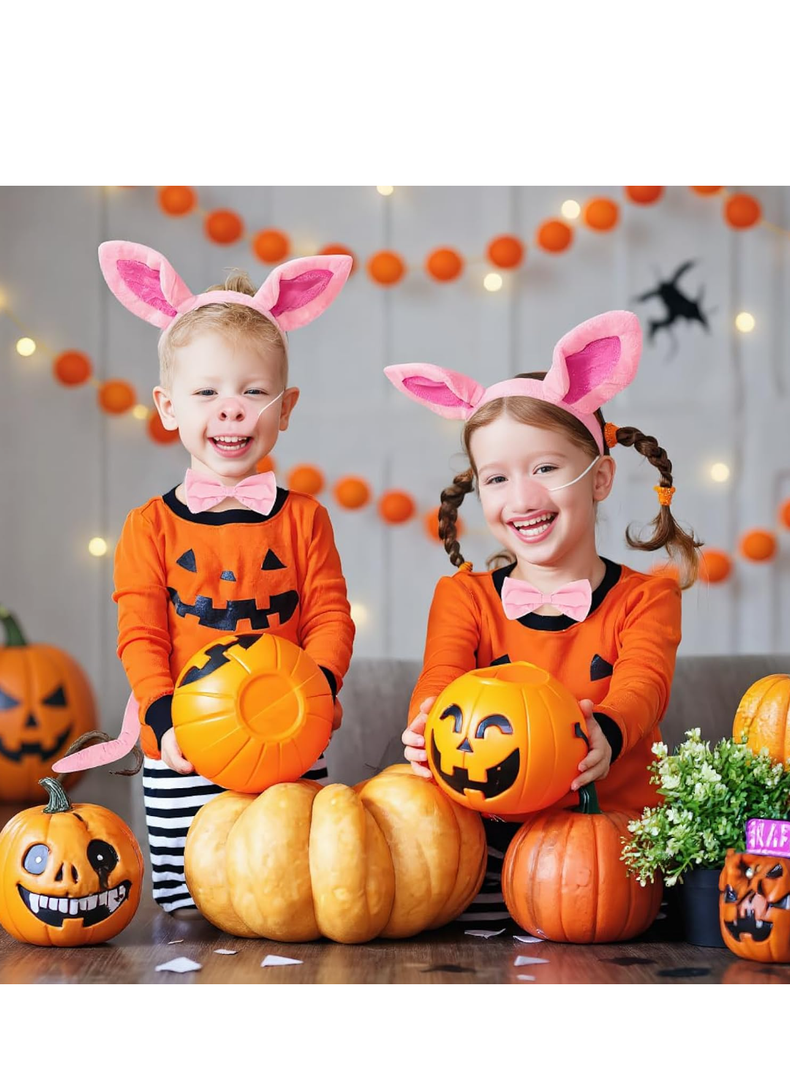 Pig Costume Set Ears HeadbandTail Nose Bow Tie Pig for Dress Costume Accessories Halloween/Birthday/Christmas/Cosplay Party Decorations