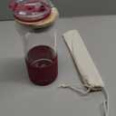 Pandaloo Glass Cups With Lids and Straws -20 Fl Oz- Perfect Size Iced Coffee Cup - Smoothie Cup With Bamboo Lid and On the go Lid - Glass Tumbler With Straw (1 Count (Pack of 1), Boysenberry)