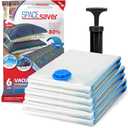 6 Pack Medium Vacuum Storage Bags for Comforters, Blankets & Clothes –Vacuum Sealed Compression Bags with Hand Pump – Space Saver Storage Bags for Bedding, Moving, Travel & Organization