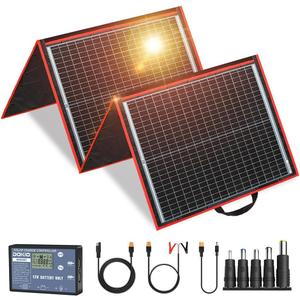 DOKIO 150W Portable Foldable Solar Panel Kit, Compact 21x20in Design 7.3lb with Standalone Controller and USB, Monocrystalline Charger for 12V Batteries, Power Stations, RV Camping Emergency Use (160w)