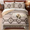 Tyrot Brown King Size Comforter Set 3 Piece Boho Aztec Western Bedding Sets, Soft Lightweight Comforter for All Seasons, Southwestern Style, 1 Comforter & 2 Pillow Shams